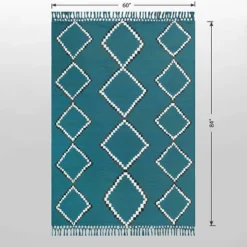 5' X 7' Soft Moroccan Tapestry With Double Knot Fringe Woven Outdoor Rug Teal - Opalhouse™ -Opalhouse GUEST 59e527ba 7512 4b3c 92ea 0b2f51cfc486