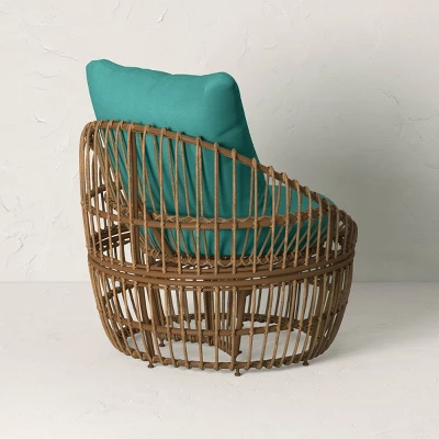 Topanga Club Chair With Ottoman - Blue/Brown - Opalhouse™ Designed With Jungalow™ 6 Topanga Club Chair With Ottoman - Blue/Brown - Opalhouse™ Designed With Jungalow™ - Image 4